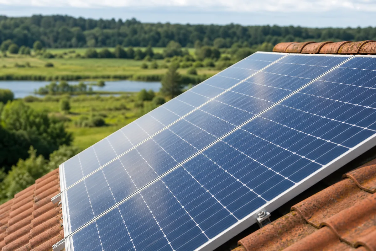 Panneaux photovoltaïques sur une toiture face à un paysage naturel préservé